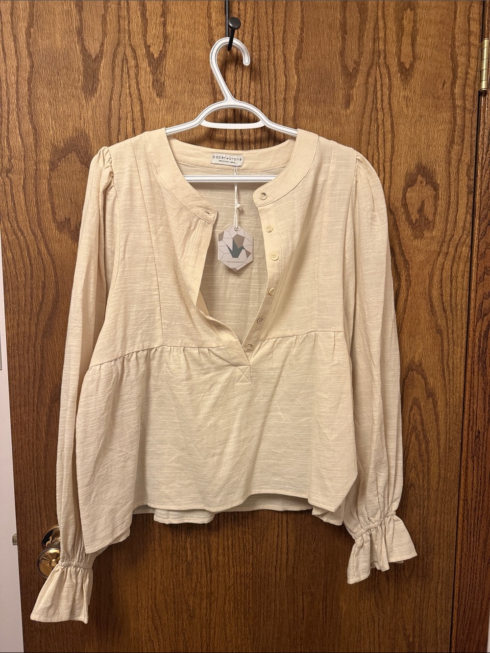 Paper Crane Cream Peasant Blouse